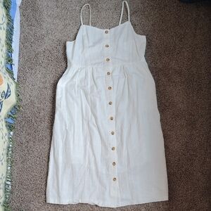 PinkBlush Cream Button-Front Midi Sundress